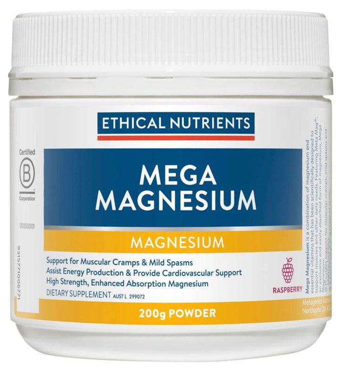 Ethical Nutrients Megazorb Mega Magnesium Powder 200G - Raspberry - Life Pharmacy Orewa