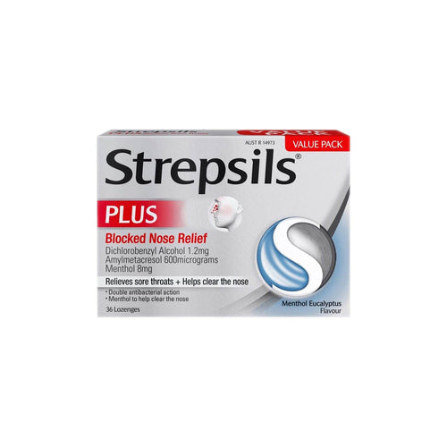 Strepsils Sore Throat & Blocked Nose Lozenge Antibacterial 16 Pack - Life Pharmacy Orewa
