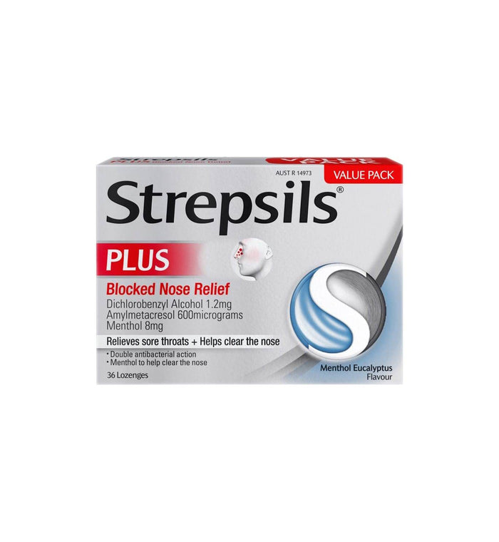 Strepsils Sore Throat & Blocked Nose Lozenge Antibacterial 36 Pack - Life Pharmacy Orewa