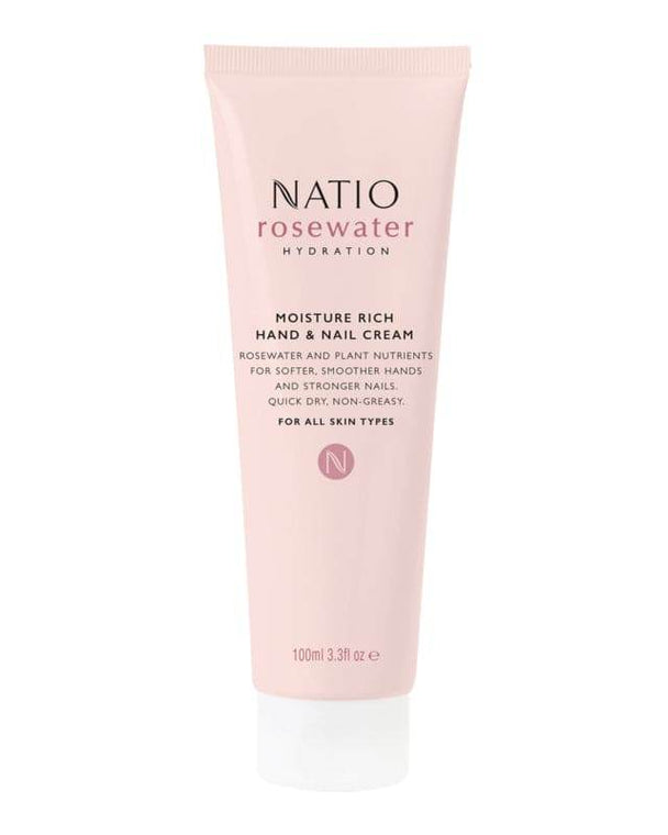 Natio Rosewater Hydration Moisture Rich Hand & Nail Cream - Life Pharmacy Orewa
