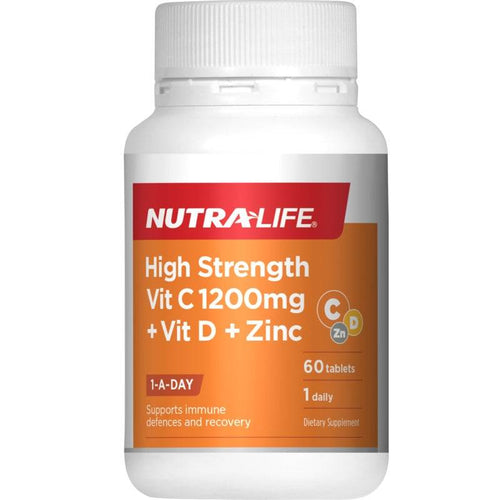 Nutra Life High Strength Vit C + D + Zinc 60 - Life Pharmacy Orewa