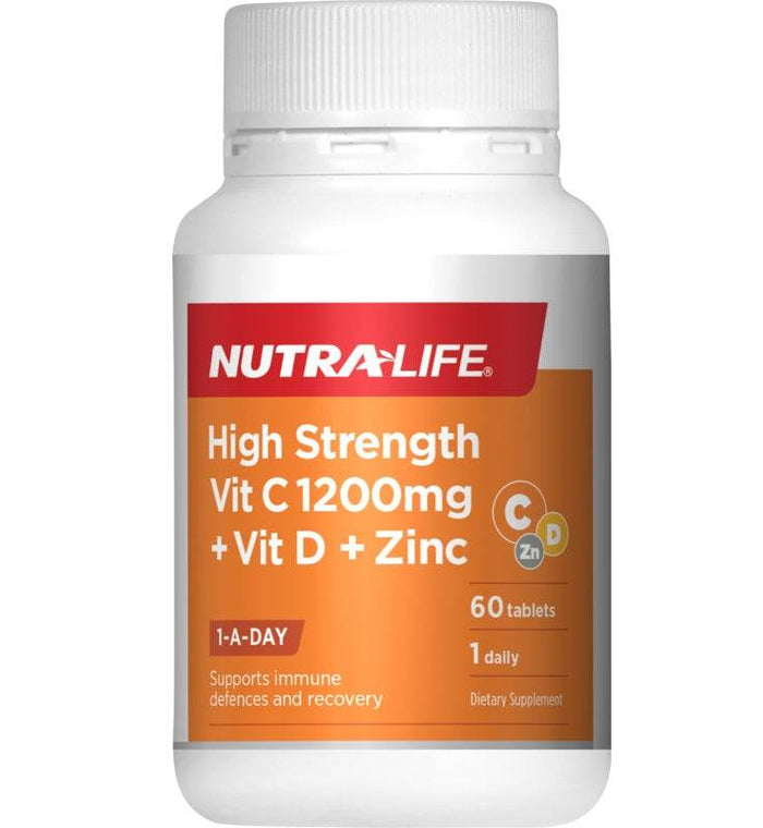Nutra Life High Strength Vit C + D + Zinc 60 - Life Pharmacy Orewa