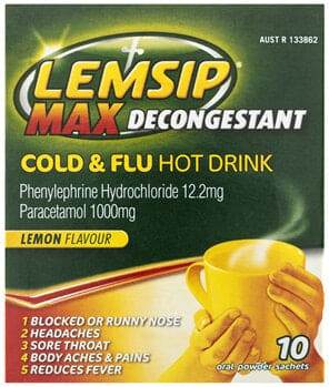 Lemsip Max Cold & Flu Hot Drink With Decongestant Lemon 10 Pack - Life Pharmacy Orewa