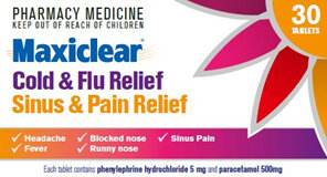 Maxiclear Cold & Flu Sinus & Pain Relief 30S - Life Pharmacy Orewa