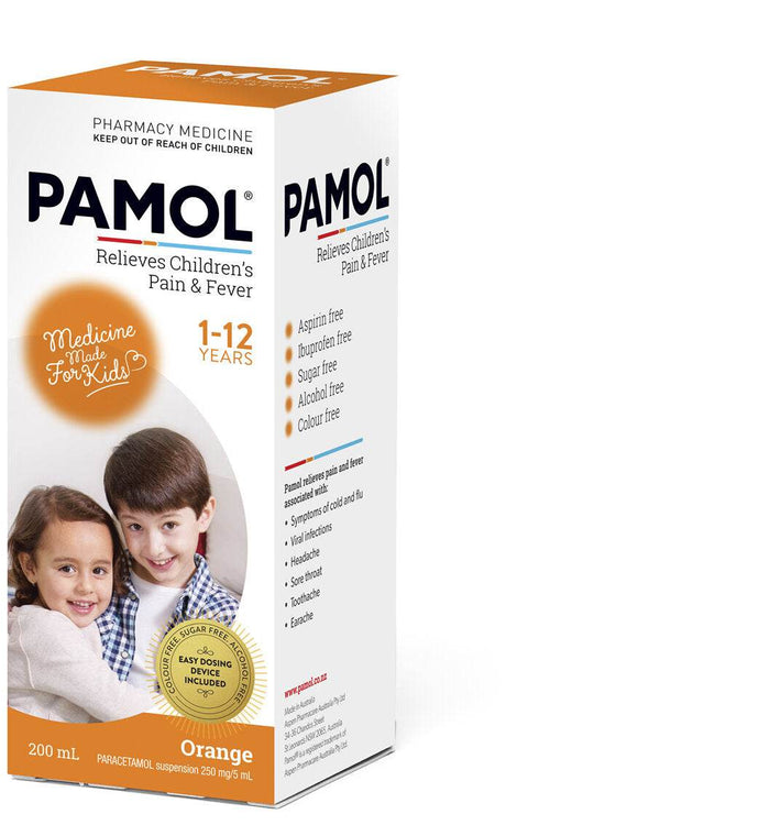 Pamol All Ages Orange Colourfree 200Ml - Life Pharmacy Orewa