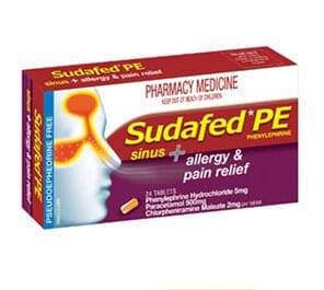 Sudafed Sudafed Pe Sinus Allergy Pain Relief - Life Pharmacy Orewa